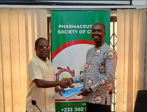 Transition of leadership: Dr. (Pharm) Samuel Kow Donkoh hands over to Pharm. Paul Owusu Donkor (PhD) at a joint SEC Meeting